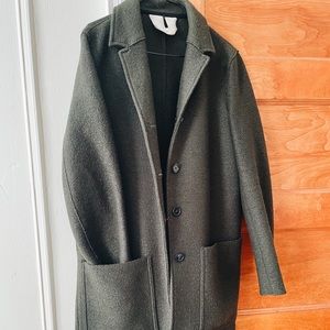 Arket Wool Boucle Coat Dark Green 36